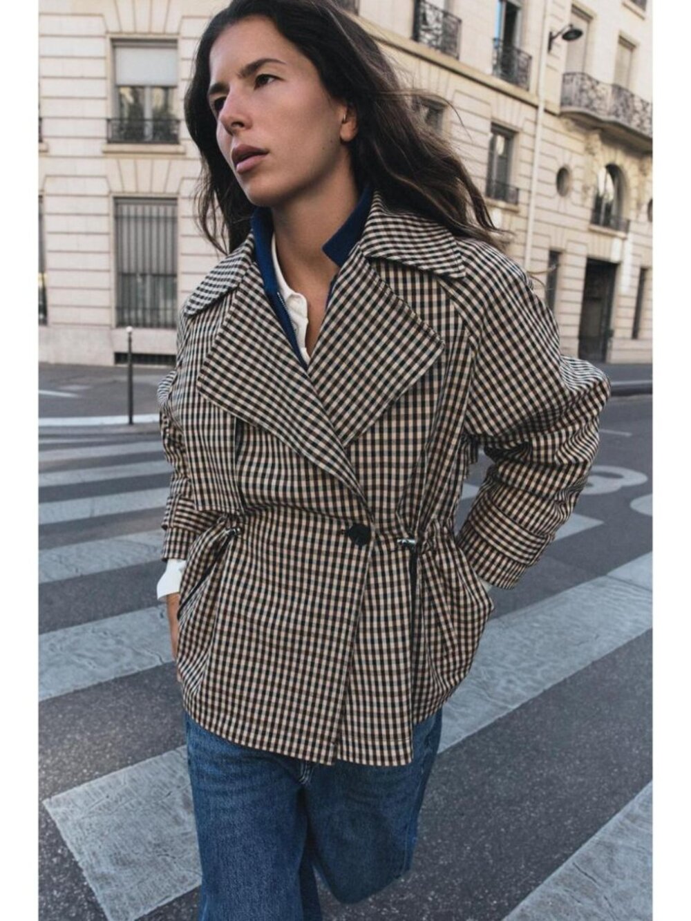 ZARA PLAID DOUBLE-BREASTED TRENCH COAT 6318/292/710